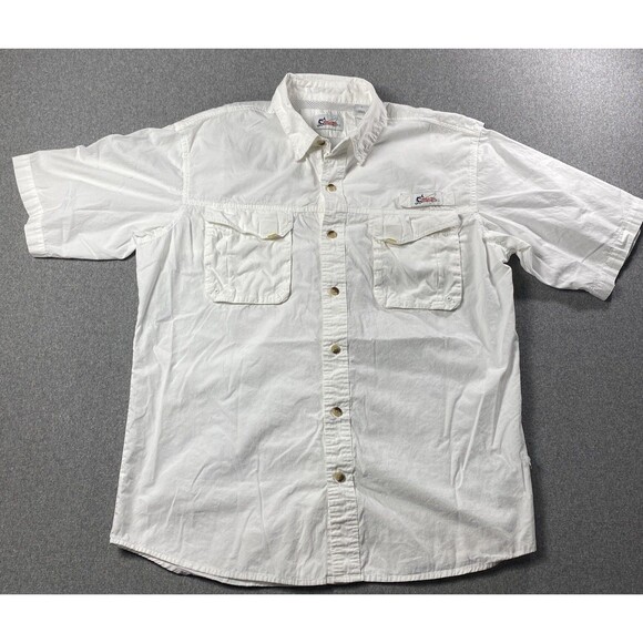 World Wide Sportsman Fishing Vented Button Up White Shirt Sz L - Picture 1 of 5